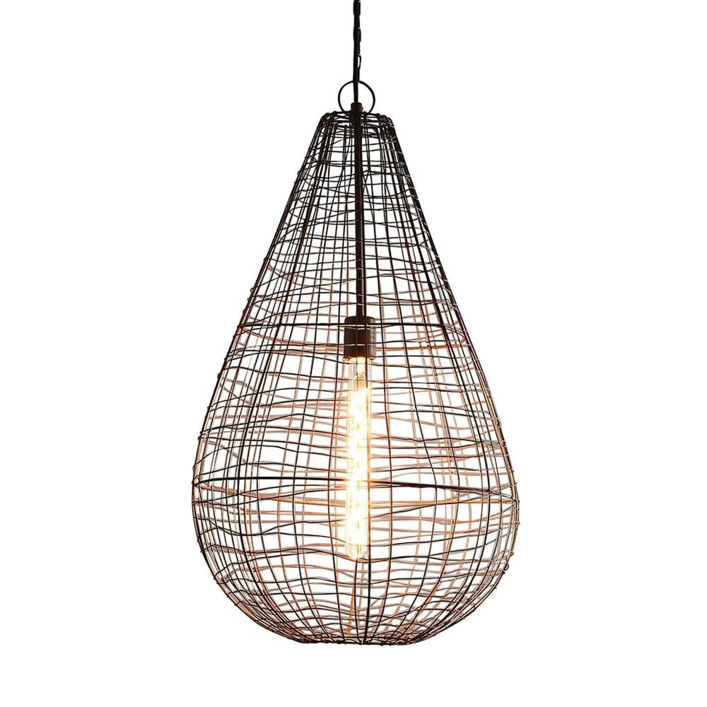 Cray Pot Large - Antique Copper - Wire Weave Teardrop Pendant LightZafferoZAF10321- Grand Chandeliers