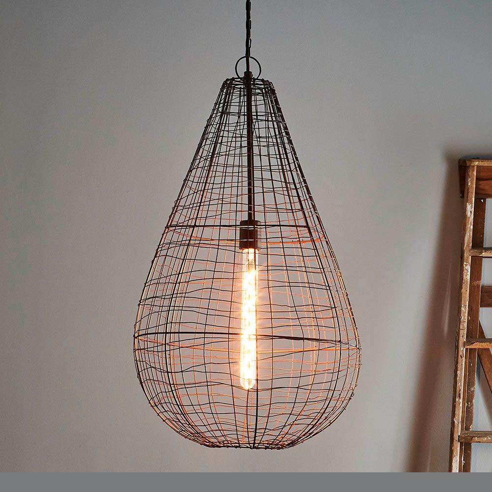 Cray Pot Large - Antique Copper - Wire Weave Teardrop Pendant LightZafferoZAF10321- Grand Chandeliers