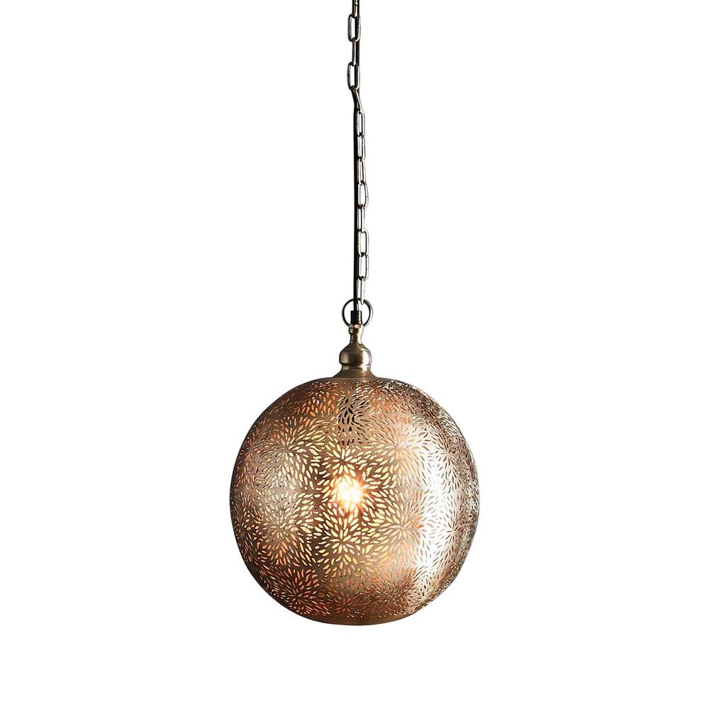 Taurus - Nickel - Perforated Round Ball Pendant LightZafferoZAF10222- Grand Chandeliers